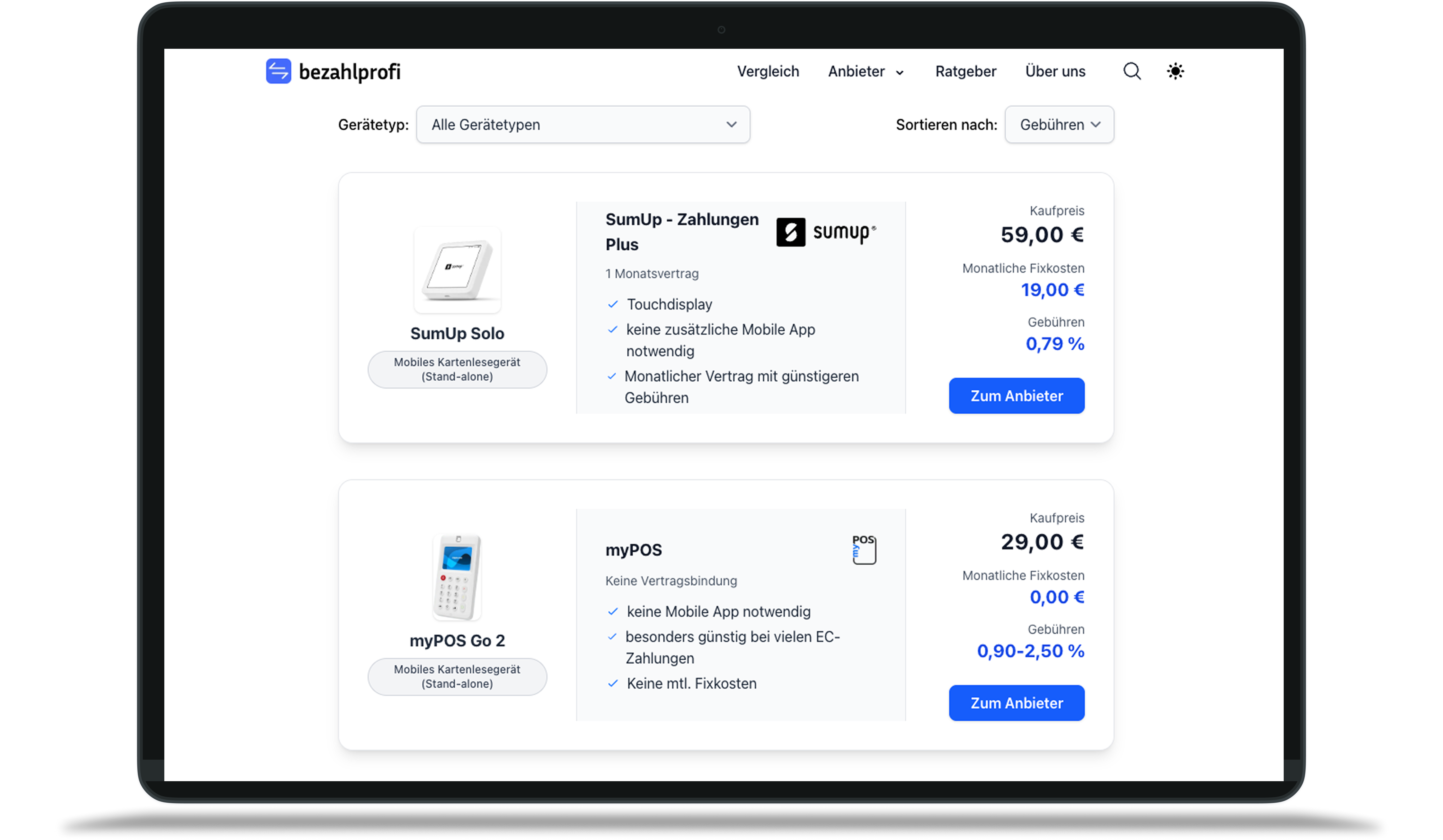 bezahlprofi - Transparenter Vergleich von Kartenterminals